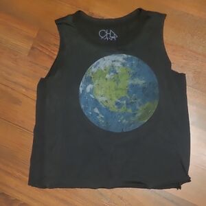Chaser Black Graphic Logo Tank Top Save The Planet